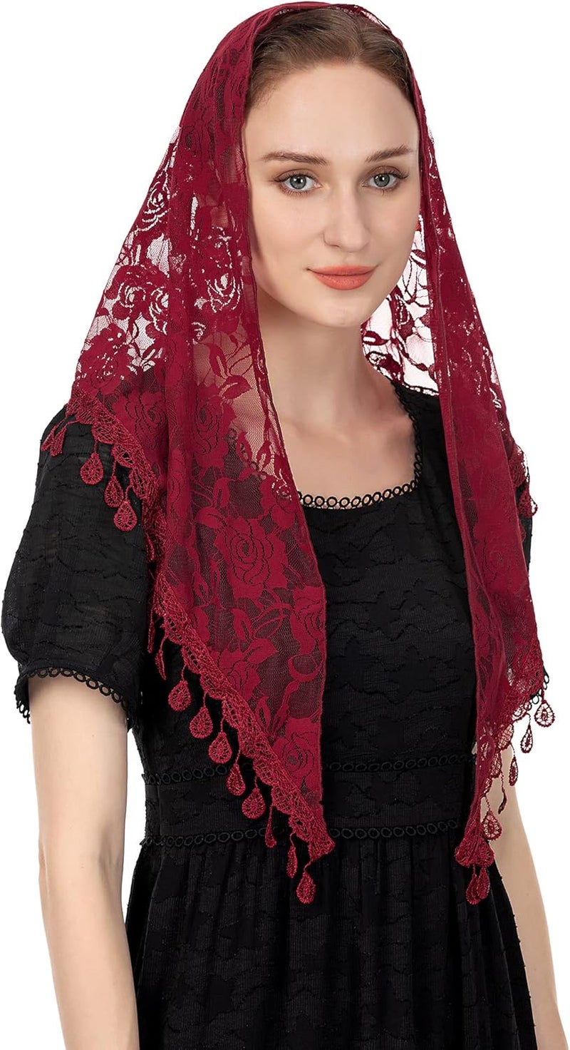 Wgior حجاب مثلث للكنيسة - غطاء رأس دانتيل لطقوس الكاثوليك للنساء - Image 1